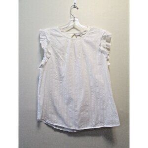 LOFT Striped Ruffles Open Back Top Medium Size
